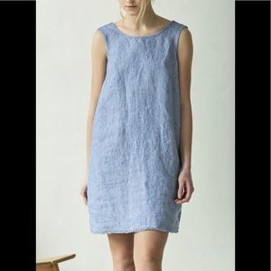 NWT PURO LINO  Made in Italy 100% Linen Gray Shift Midi Dress